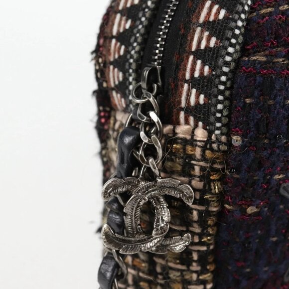 CHANEL Chain Shoulder Bag Tweed Black CC Auth - Picture 7 of 16